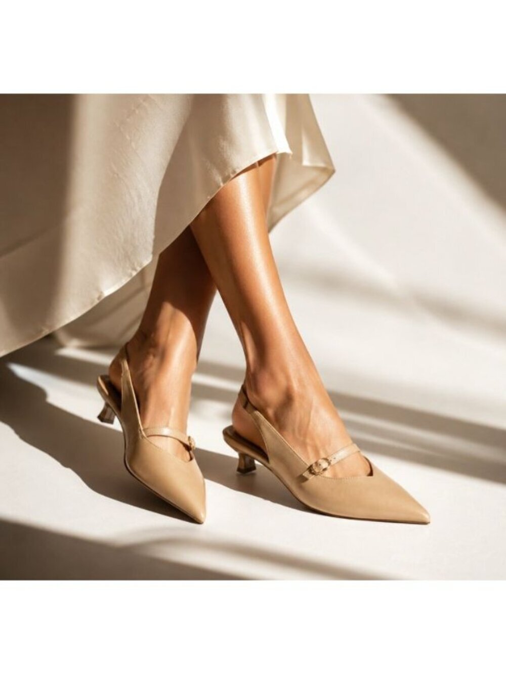 Naturalizer Grayson Slingback Kitten Heel Taupe Mary Jane Pumps 6.5 M NIB